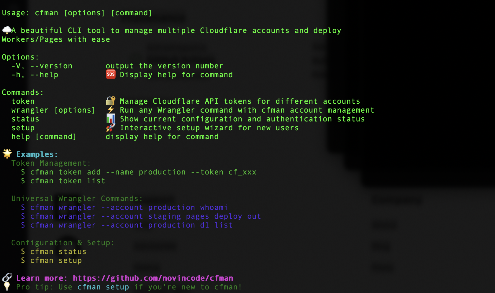 cfman CLI demonstration