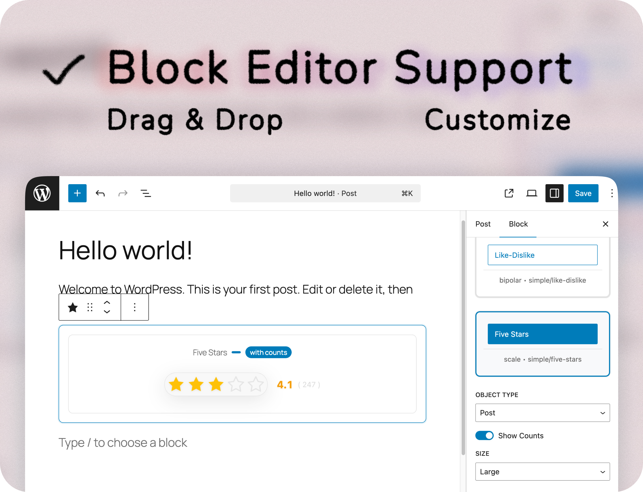 RatePress Gutenberg Block Editor